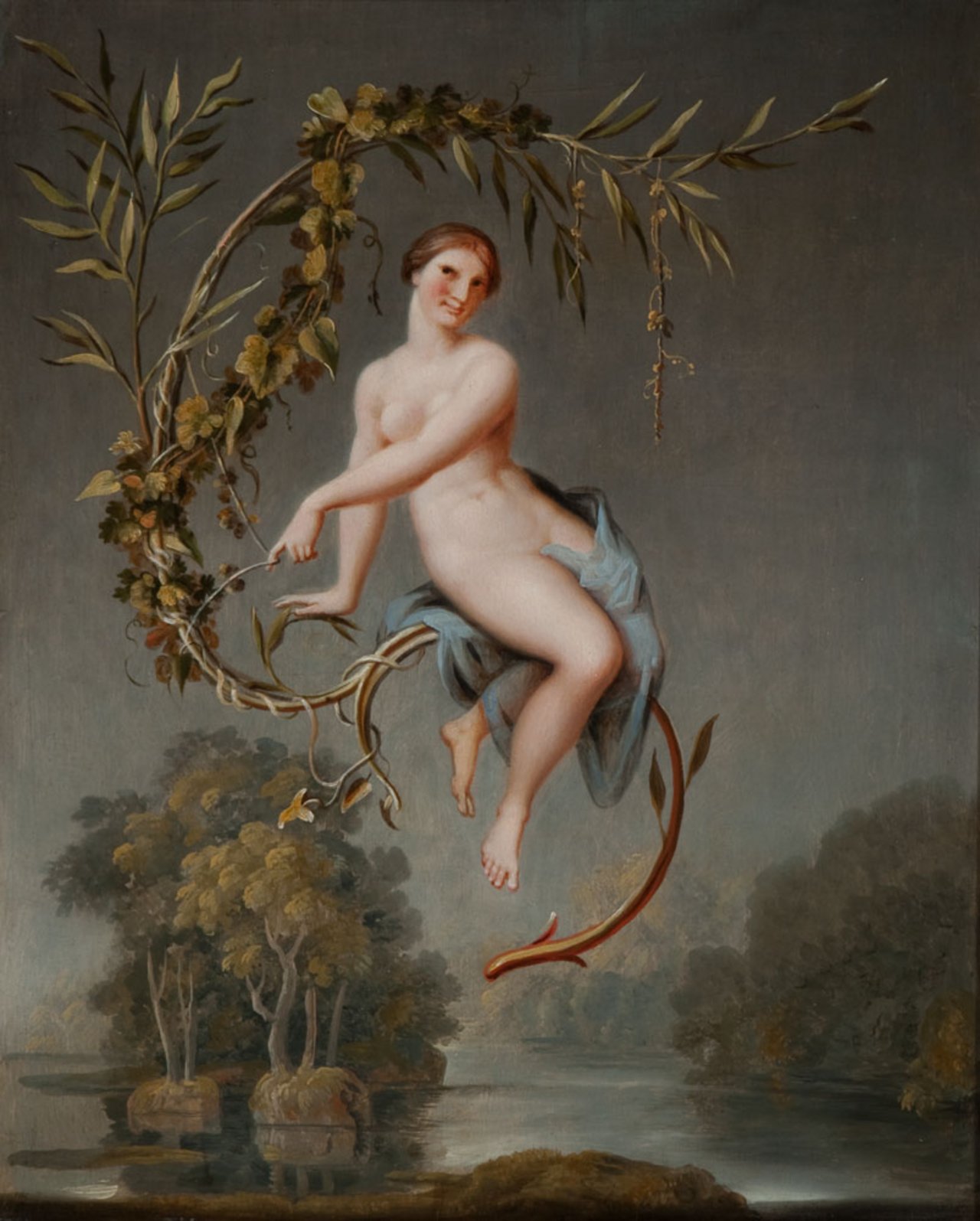 Johann Heinrich Wilhelm Tischbein, Weidennymphe (Idyllen-Zyklus), 1819/20, Gemälde, Öl auf Leinwand