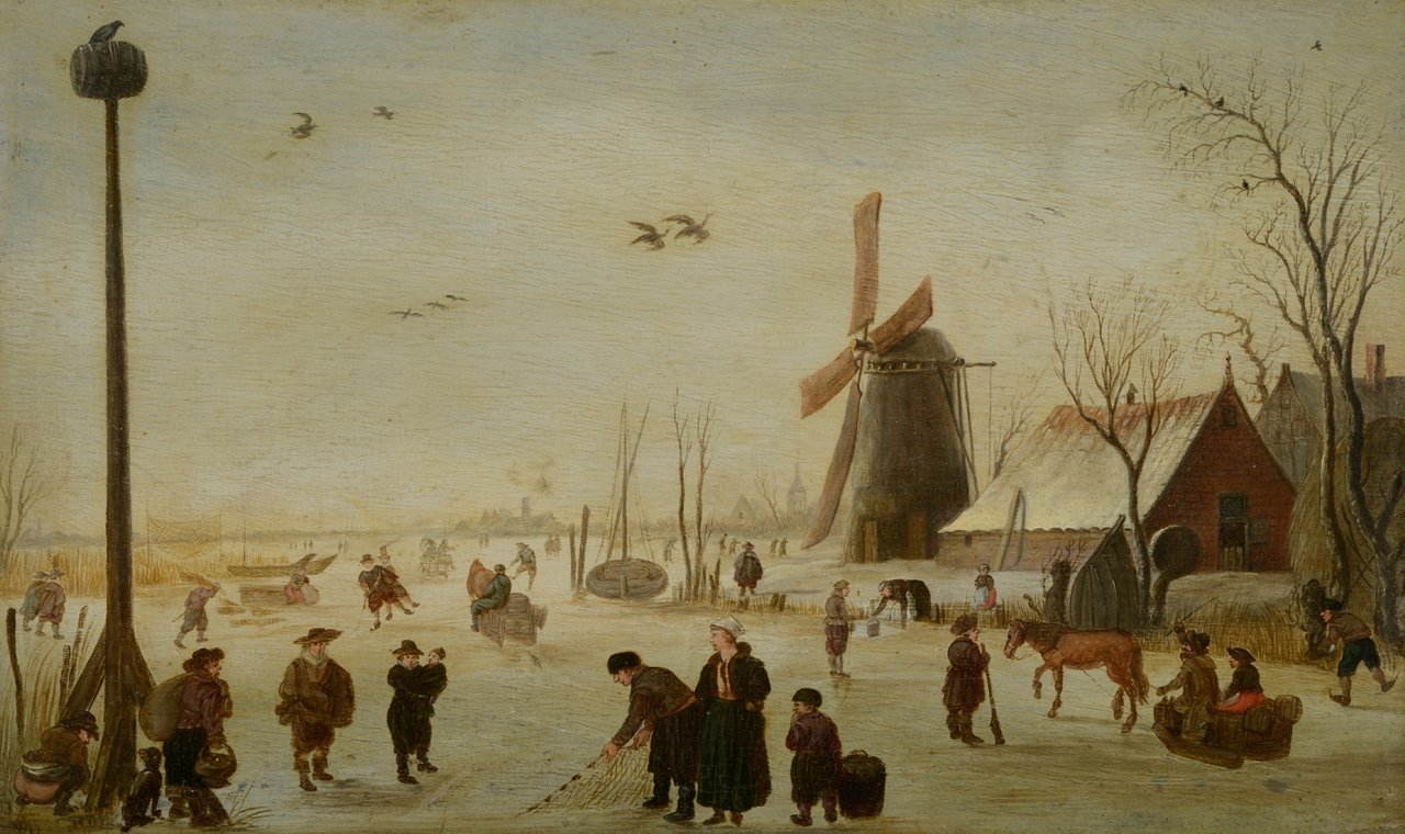 Barent Avercamp, Winterlandschaft, um 1640 bis 1660, Gemälde, Öl auf Eichenholz