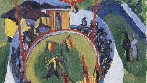 Ernst Ludwig Kirchner, Der Wanderzirkus, um 1920, Gemälde, Öl auf Leinwand