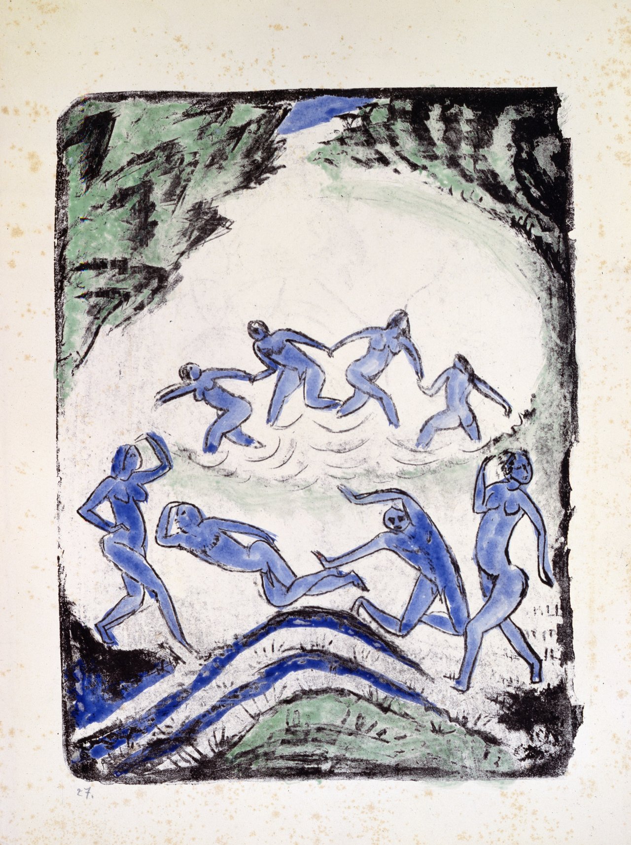 Max Pechstein, Der Tanz (Tanzende und Badende am Waldteich), 1912