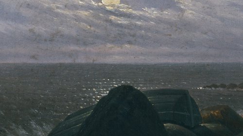 Carl Gustav Carus, Meeresküste im Mondschein, 1823, Gemälde, Öl auf Leinwand