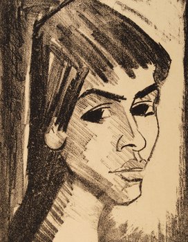Otto Mueller, Mädchenkopf (Irene Altmann), 1921/22, Grafik, Kreidelithografie