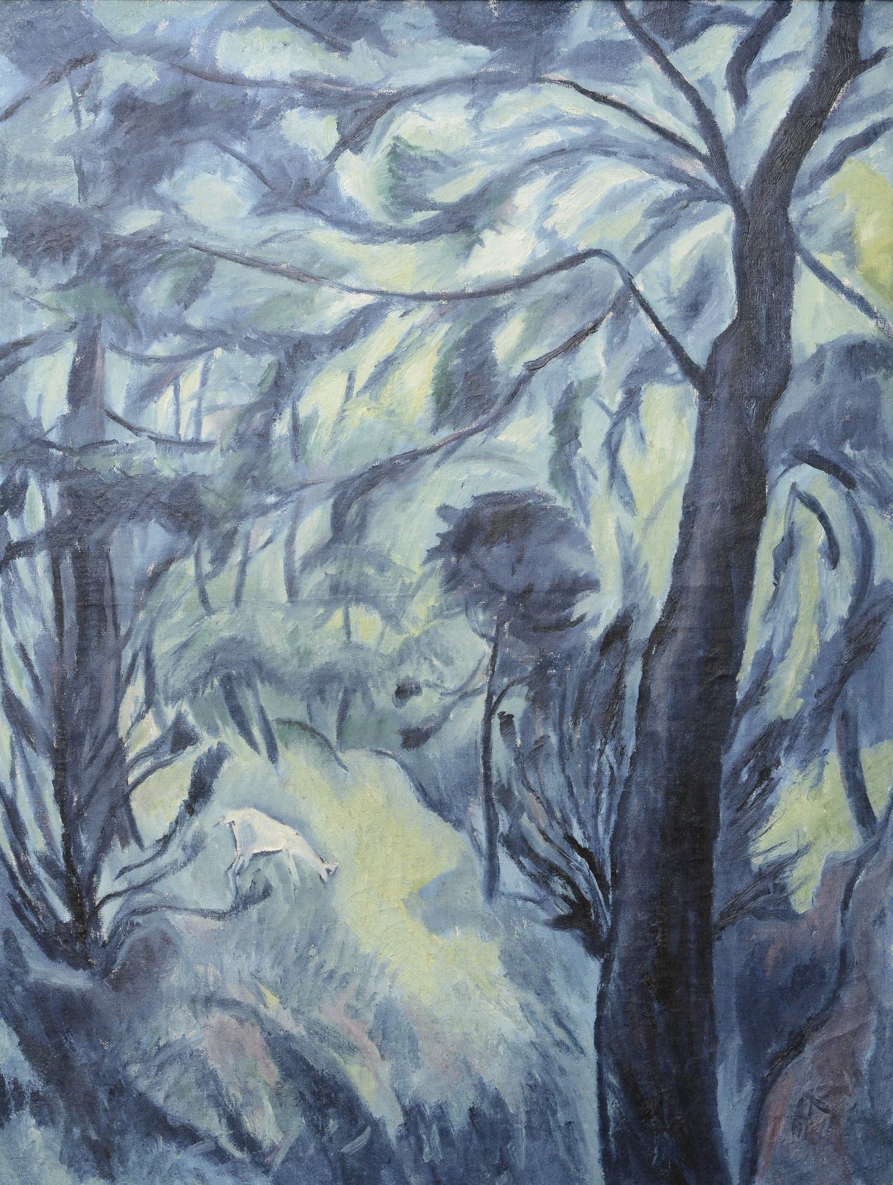 Hans Trimborn, Waldlichtung mit äsendem Reh, 1915