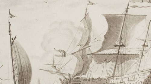Cornelis Ploos van Amstel und Bernardus Schreuder (nach Ludolf Bakhuizen), Schiffe vor dem Hafen Amsterdams, 1768, Radierung, Roulette auf Papier