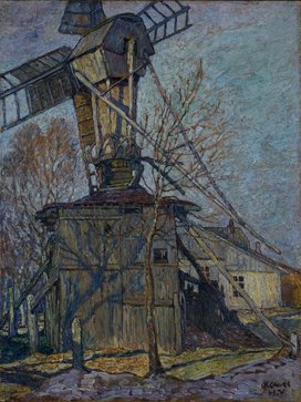 Heinrich Vogeler, Mühle bei Kowel, um 1915, Gemälde, Öl auf Karton