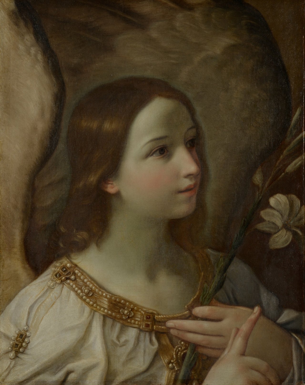 Guido Reni (Werkstatt), Engel der Verkündigung, 1630–1640, Gemälde, Öl auf Leinwand