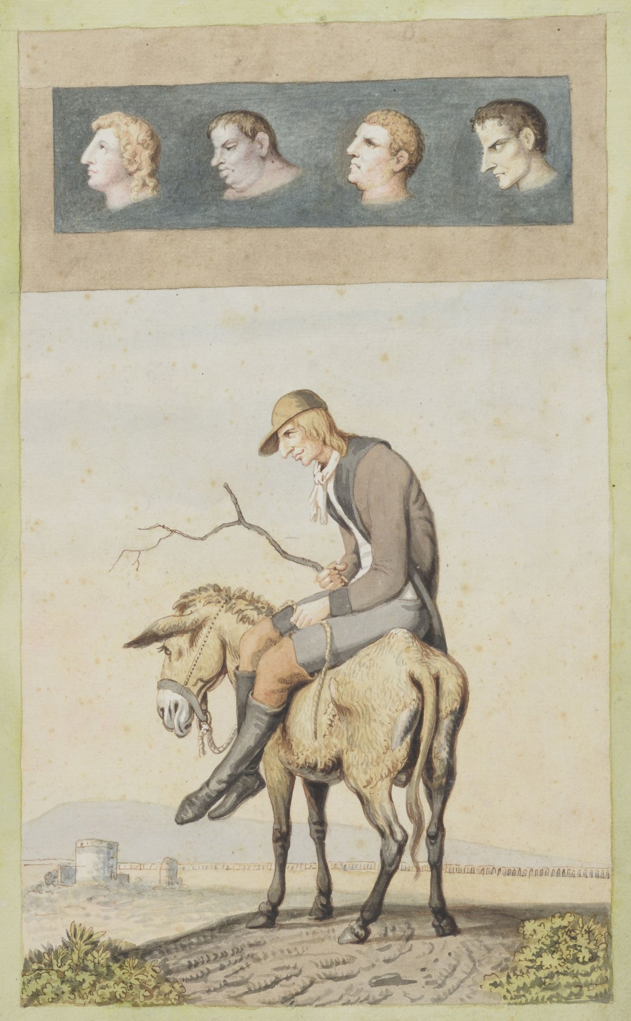 J.H.W. Tischbein, Der Schwachmatikus auf dem Esel in der Campagna und die vier Brüder (Eselsgeschichte), um 1799, Landesmuseum Kunst & Kultur Oldenburg
