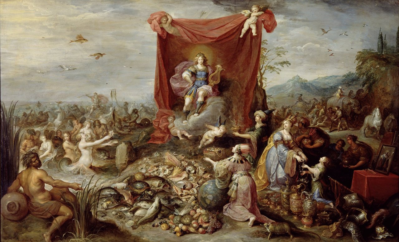 Frans Francken der Jüngere, Die Welt huldigt Apoll, 1629, Gemälde, Öl auf Eichenholz
