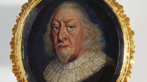 Wolfgang Heimbach, Porträtminiatur Graf Anton Günther, um 1665, Gemälde, Öl, Kupfer, Goldblech, Kristallglas