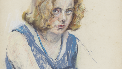 Marie Meyer-Glaeseker, Blonde Frau mit blauem Kleid, undatiert (Mitte 20. Jahrhundert), Zeichnung auf Papier