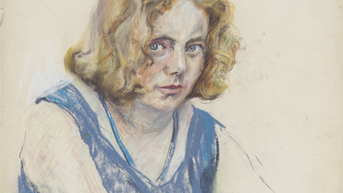 Marie Meyer-Glaeseker, Blonde Frau mit blauem Kleid, undatiert (Mitte 20. Jahrhundert), Zeichnung auf Papier