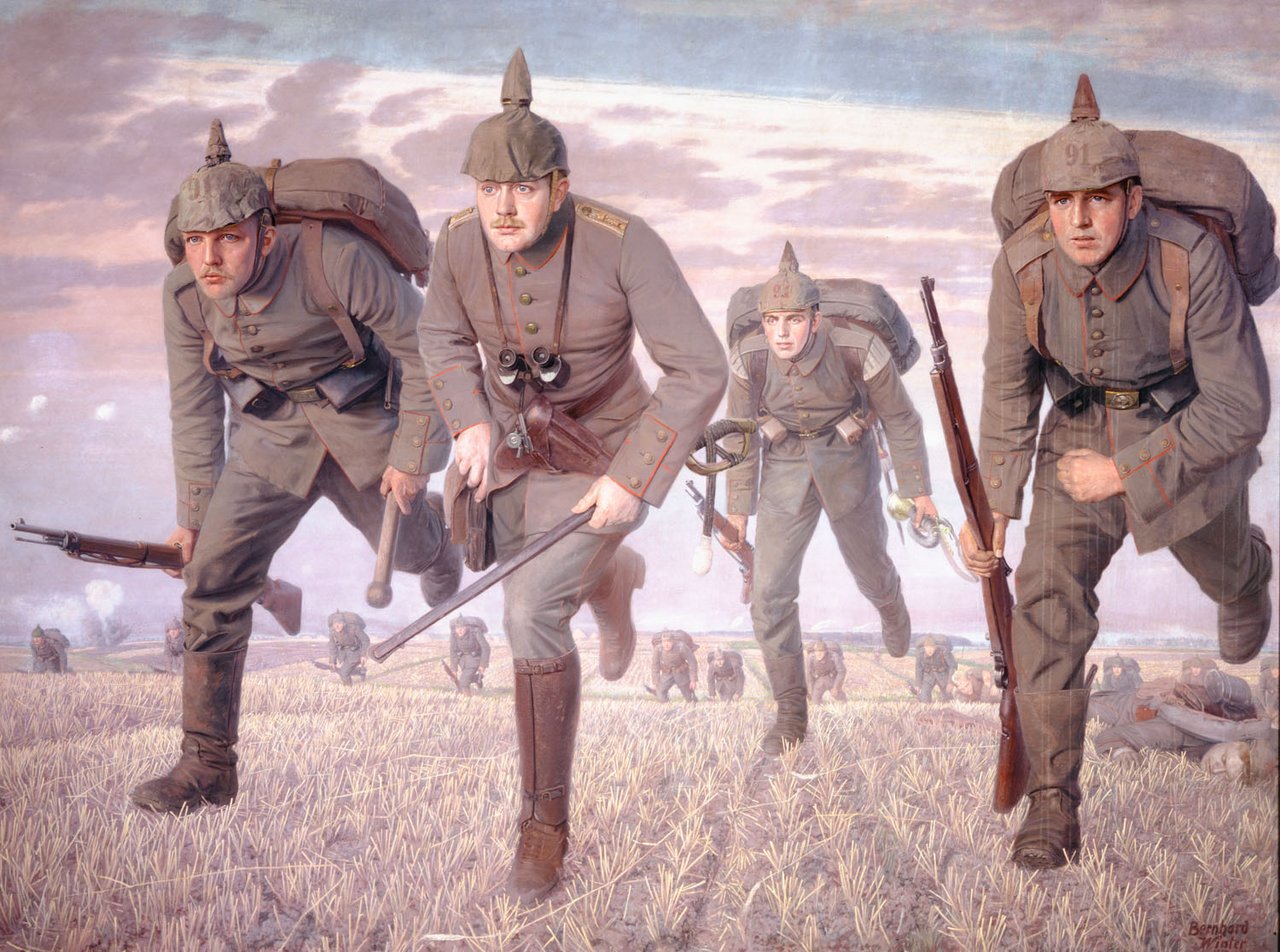 Bernhard Winter, Sprung! Auf Marsch! Marsch!, 1914, Gemälde, Öl auf Leinwand