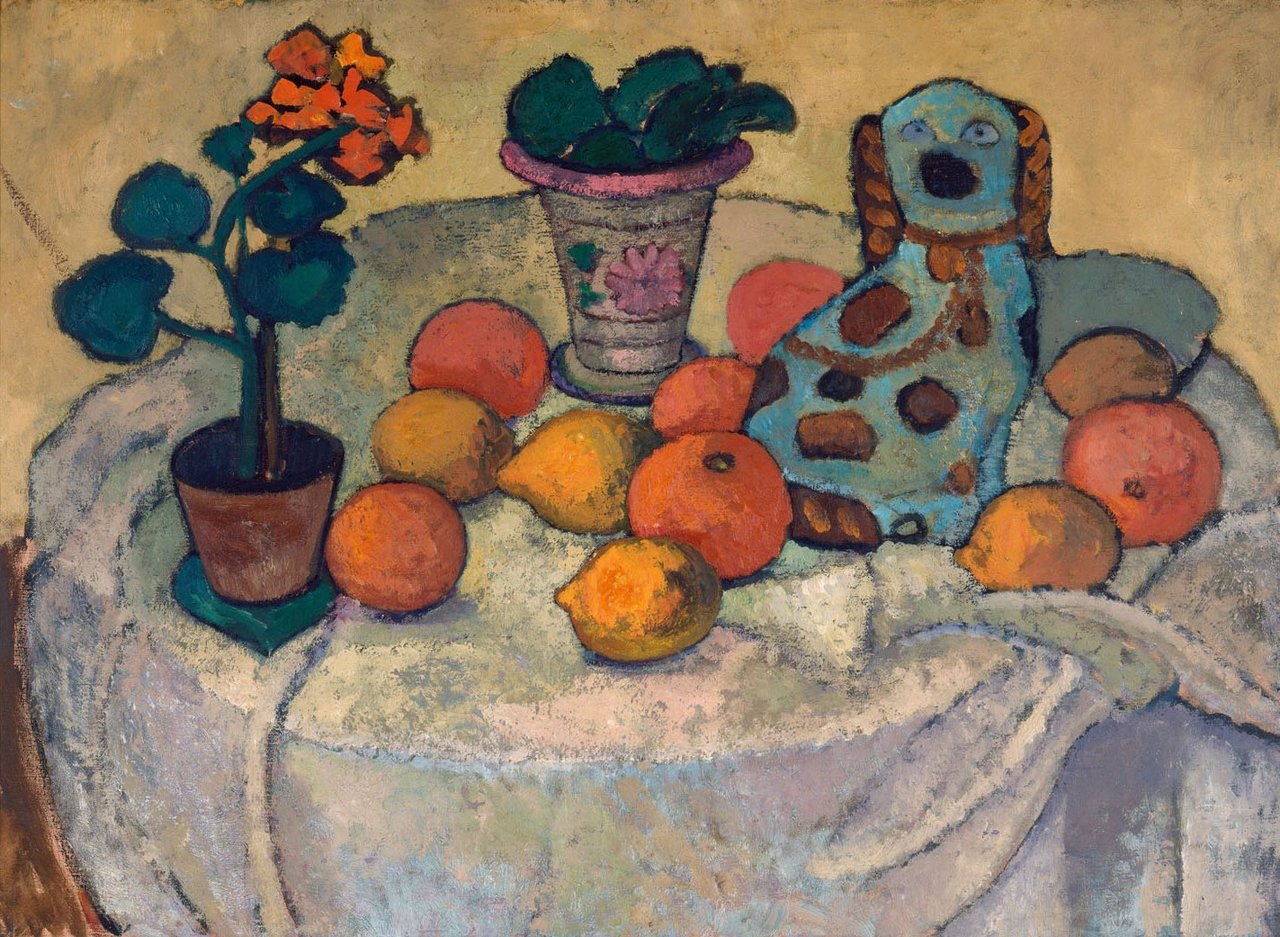 Paula Modersohn-Becker, Stillleben mit Orangen und Fayencehund, 1906/07, Gemälde, Öl auf Leinwand